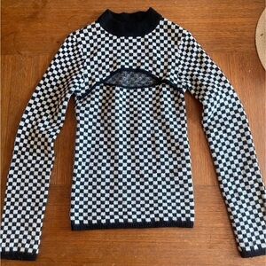 Oak + Fort Checkered keyhole sweater